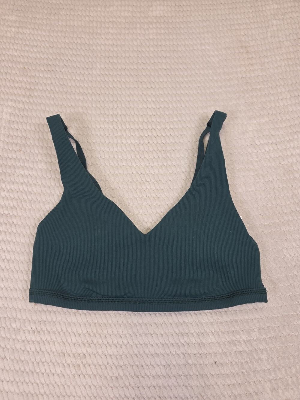 Aerie Offline Bra Womens Large Goals Stretch Medium Support Evergreen Ribbed